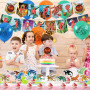 Dragon Anniversaire Décoration,Doyomtoy 32 pièces Dragon Ballon Décoration de gâteau Joyeux anniversaire Bannière Dragon Anniver