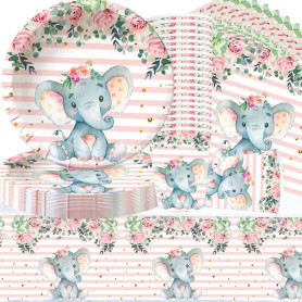 Vaisselle de fête prénatale éléphant