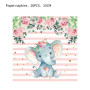 Vaisselle de fête prénatale éléphant,Doyomtoy Kit Deco Anniversaire Garcon Fille, Décorations de Fête de Comprend Tasses Nappes 