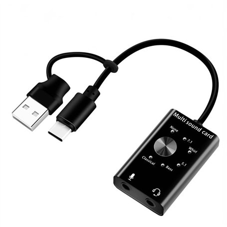 Carte son externe USB 2.0 type C stéréo microphone adaptateur convertisseur professionnel pour MacBook ordinateur portable casqu