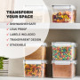 vvhippo Boite Rangement Cuisine Lot de 4, Boîte de Conservation Alimentaire en Plastique Sans BPA,pour Céréales,Pâtes,Farine