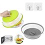 Sosayet 2 en 1 Cloche Micro Onde - 2 Pièces Passoire Pliable Plastique de Cuisine avec Crochets - Couvercle Micro Ondes avec Tro