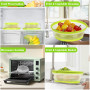 Sosayet 2 en 1 Cloche Micro Onde - 2 Pièces Passoire Pliable Plastique de Cuisine avec Crochets - Couvercle Micro Ondes avec Tro