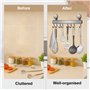 Zyluniy Patère de Cuisine Sans Perçage avec Ventouse 8 Crochets 40 cm Porte Ustensiles Inox Crochet Mural Mobile, Peut Suspendre