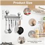 Zyluniy Patère de Cuisine Sans Perçage avec Ventouse 8 Crochets 40 cm Porte Ustensiles Inox Crochet Mural Mobile, Peut Suspendre