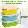 Druuzyl 3 Boîtes Bento Pliables en Silicone (1200ml) - Lunch Box Rétractable avec Couvercle - Empilable & Gain de Place - Pour R