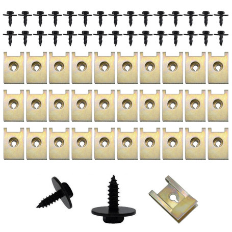 Vordpe Kit de clips d'écrou à vis 60 pièces
