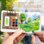 GIDWRIY Kit Aquarelle Voyage,Mini Palette Aquarelle Portable Bois,Kit D'Aquarelle Miniature,Travel Watercolor Palette avec 8 Gri