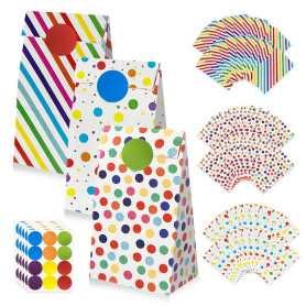 GIDWRIY Lot de 60 Pochette Cadeau Papier Couleur 9 X 5.5 X 18 cm