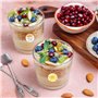 Onezebra Lot de 50 gobelets à dessert en plastique transparent avec couvercle et cuillère, 210 ml, accessoires de fête pour mous