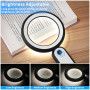 Loupe de Lecture, Loupe 5X avec 21 LED Lumière, 3 Modes D'éclairage Rechargeable par USB Loupe Eclairante Loupe Electronique Lou