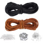 VEGCOO Cordon en Cuir Véritable de 10m de Long et 2 mm Couleur Noir et Naturel 5 m