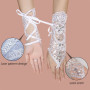 ABDA Gants de mariée élégants sans Doigts rétro - Accessoires de Mariage - Gants de mariée Blancs en Satin de Dentelle sans Doig
