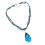 ODETOJOY Collier bohème pour femme avec pendentif en forme de goutte d'eau et perles de couleur pierre de Bohême tissé à la main