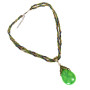 ODETOJOY Collier bohème pour femme avec pendentif en forme de goutte d'eau et perles de couleur pierre de Bohême tissé à la main