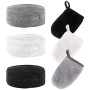 VEGCOO Lot de 6 Bandeau Maquillage Cheveux, Gant Démaquillant lavable Microfibre, Lavable Bandeau Serre-Tête Scratch Noir Pour S