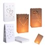 Lot de 20 Sac à Bougies Sacs en Papier pour Bougies Ignifuge Réutilisables Lanterne Papier Blanc pour Mariage