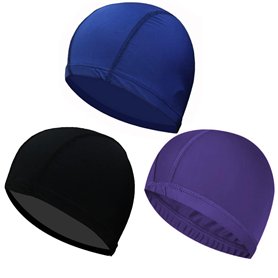 SIOPPKIK 3 Pièces Bonnet de Bain de Couleur Unie Bonnet de Natation en Tissu en Nylon Bonnet de Bain Unisexe Bonnet de Piscine A