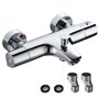 SINKTORY Mitigeur Baignoire Thermostatique, Mitigeur Thermostatique Bain Douche en laiton, avec bouton de sécurité à 38℃, Robine
