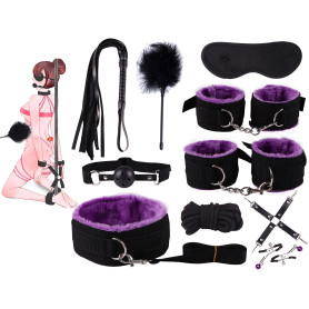 WreGmgg Ensemble de 10 pièces Violet Manchette réglable Ensemble de Sport Plumes bâton d'entraînement Whip