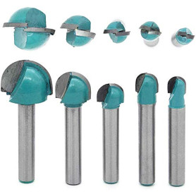DingGreat 5 Pcs 6mm Tige Routeur Core Box Bits CNC Fraise à Rainure Ronde Outils à Bois 6mm/8mm/10mm/12mm/18mm