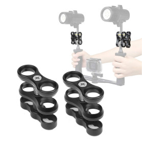 2 Pcs 1 "Support de Serrage à Bille en Aluminium pour système de Plateau de Bras de lumière de plongée sous-Marine