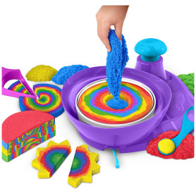 Kinetic Sand Sable Magique - Coffret Swirl N Surprise 907 G + 4 Outils - Créez Différentes Formes Hypnotisantes avec Ce Sable Ma