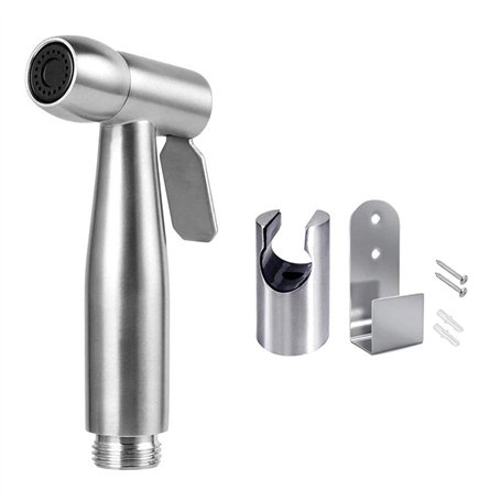 Pulvérisateur de bidet à main - douchette wc Pulvérisateur de toilette en acier inoxydable Spray avec crochet pour le nettoyage