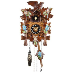 Horloge à coucou en bois véritable - Pendule à coucou fonctionnant sur piles