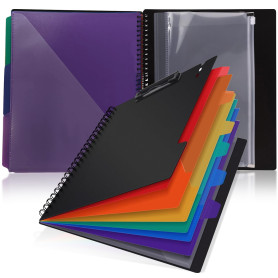 Moorstdel Porte-bloc avec rangement - Porte-bloc A4 avec 12 compartiments et 1 pochette en plastique pour documents - Organiseur