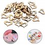 YZSZ 400 Pièces Bois de Coeur Tranches Disques en Creux Embellissement Lisse pour L'artisanat Décoration Mariage Bricolage Embel