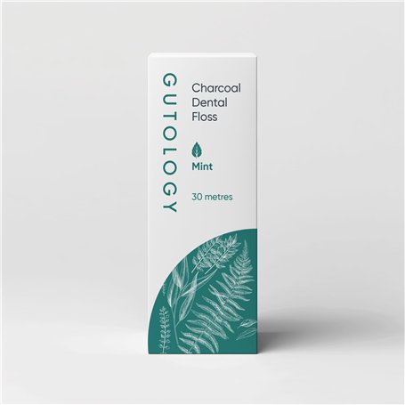 Gutology Fil dentaire naturel en bambou (30 m) - Avec cire d'arbre à bougie et huile de menthe - Fil dentaire à base de plantes