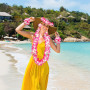 LUMOOM Lot de 5 chaînes de fleurs hawaïennes - Accessoires de cheveux - Chaîne hawaïenne - Avec bandeau - Bracelets à cheveux - 