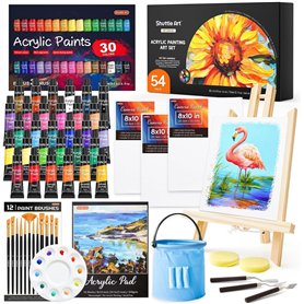 Shuttle Art 54 Pièces Kit Peinture Acrylique avec 30 Tubes Peinture Acrylique (12ml)