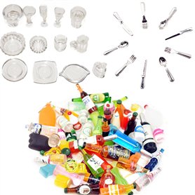 XHBTS Lot de 35 Accessoires de Cuisine Miniatures pour Maison de poupée Comprenant 12 Mini Assiettes de poupée