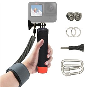 FitStill Monopode étanche avec poignée flottante + corde en acier Cored de sécurité pour caméras d'action Go Pro Hero Session DJ