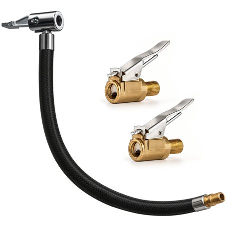 Tuyau de Gonflage des Pneus 20 cm avec 2 Embouts de Gonflage Laiton