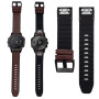 AHayo Bracelet de montre en cuir pour Fenix 7/Fenix 6/ EPIX 2, QuickFit 2 mm en cuir véritable avec silicone ondulé résistant à 