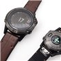 AHayo Bracelet de montre en cuir pour Fenix 7/Fenix 6/ EPIX 2, QuickFit 2 mm en cuir véritable avec silicone ondulé résistant à 