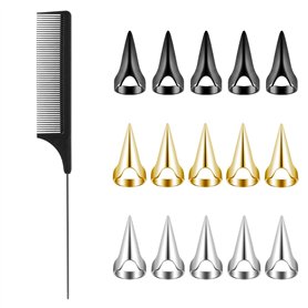 TRKETK 16 Pièces Outil de Séparation des Doigts de Cheveux Distributeur d'Aides au Tricotage en Anneaux de Tressage en Métal pou