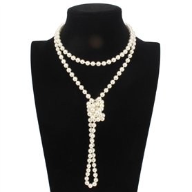 Kawailay Fashion Long collier de perles artificielles 1920s Gatsby Pearl Collier de perles multi-couches pour femmes et filles 1