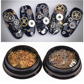 Vasana Lot de 2 boîtes de 200 à 300 pièces Motif mixte ultra fin 3D en métal Steampunk Gears Charms DIY Pendentifs horloge roue