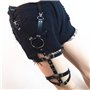 Ceinture porte-jarretelles réglable en cuir noir pour femme, Noir , taille unique