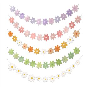 Lot de 5 Bannières de Fête Colorées en Forme de Marguerites