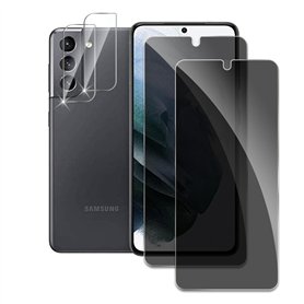 2 Pièces Verre Trempé Anti-Espion pour Samsung Galaxy S21 avec 2 Pièces Protection d'Objectif de Caméra