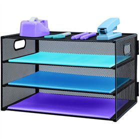 Organiseur de bureau à 3 niveaux avec poignée