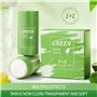 2 Pièces Green Mask Stick Masque Visage,Bâton de Masque Au Thé Vert,Green Stick Mask, Hydratant Efficace,Soins de la Peau Pour H