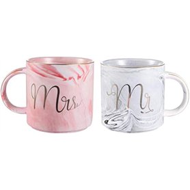 Greneric Mr and Mrs mugs tasses à café en céramique marbrées à motifs dorés