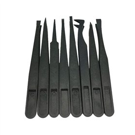 8 pinces à épiler en plastique antistatiques pour l'électronique Fabrication de bijoux Laboratoire Réparation Loisirs