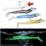 TDDL 5 Pièces Leurre Peche Mer, 11CM Leurres Souples Pêche Appâts avec T-Tail Articles de Pêche en Silicone Leurres de Pêches Ar